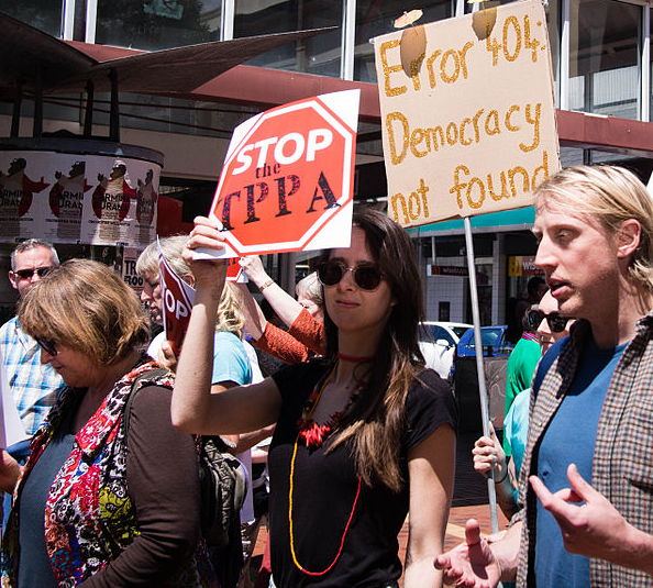 Rally against the Trans-Pacific Partnership Agreement. Photo by Neil Ballantyne via Wikimedia Commons