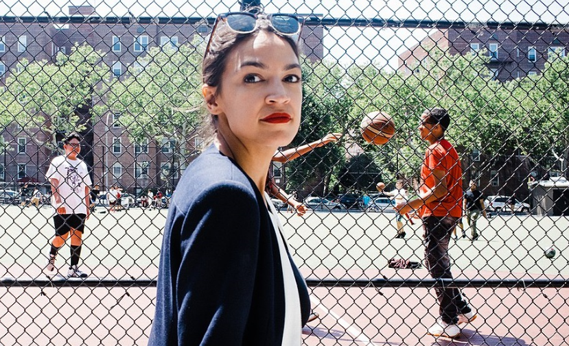 Alexandria Ocasio-Cortez canvasses in Sunnyside, Queens on June 26, 2018. Photo: Corey Torpie/Wikimedia Commons.