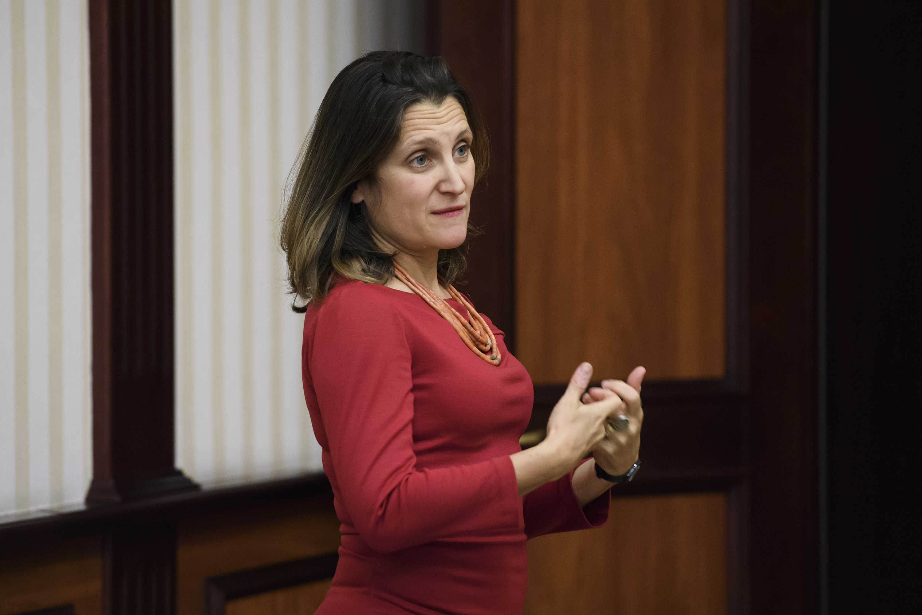 Foreign Affairs Minister Chrystia Freeland in Ukraine, Dec. 2017.