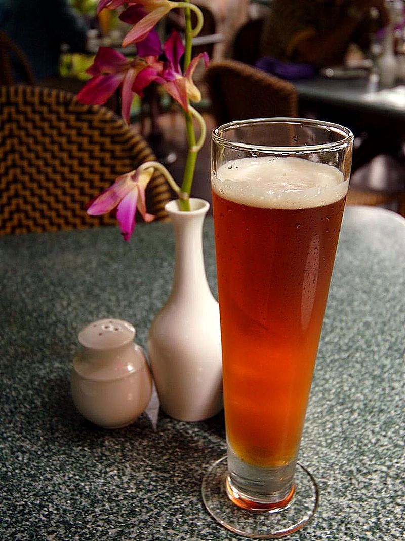 Beer glass with orchid