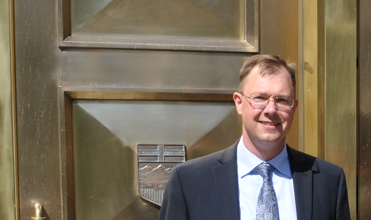 Social conservative activist and lawyer John Carpay before the doors of a courthouse. Photo: Justice Centre for Constitutional Freedoms