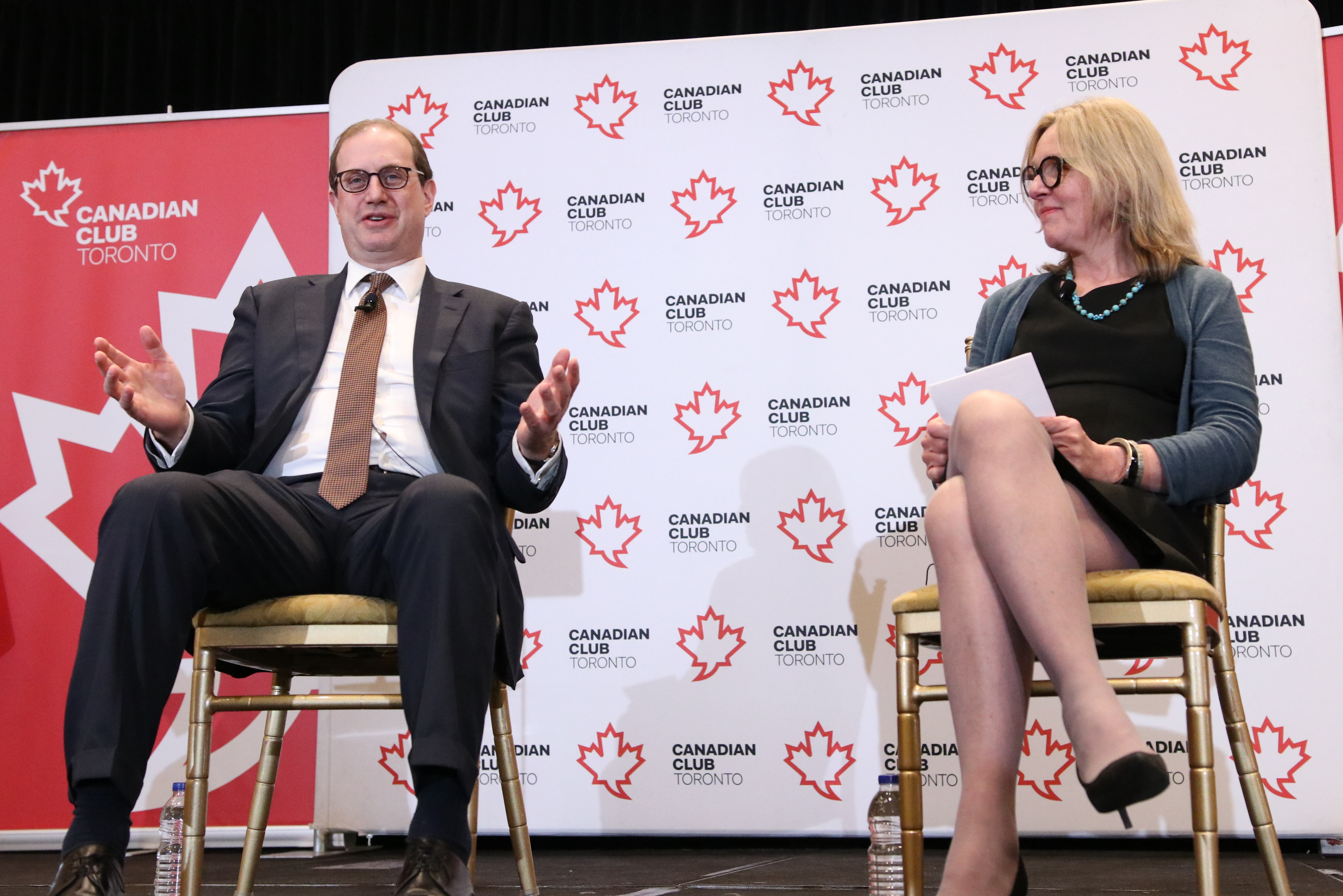 Mark Wiseman and Jacquie McNish at the Canadian Club in Toronto. Photo courtesy of Mike Hagarty.