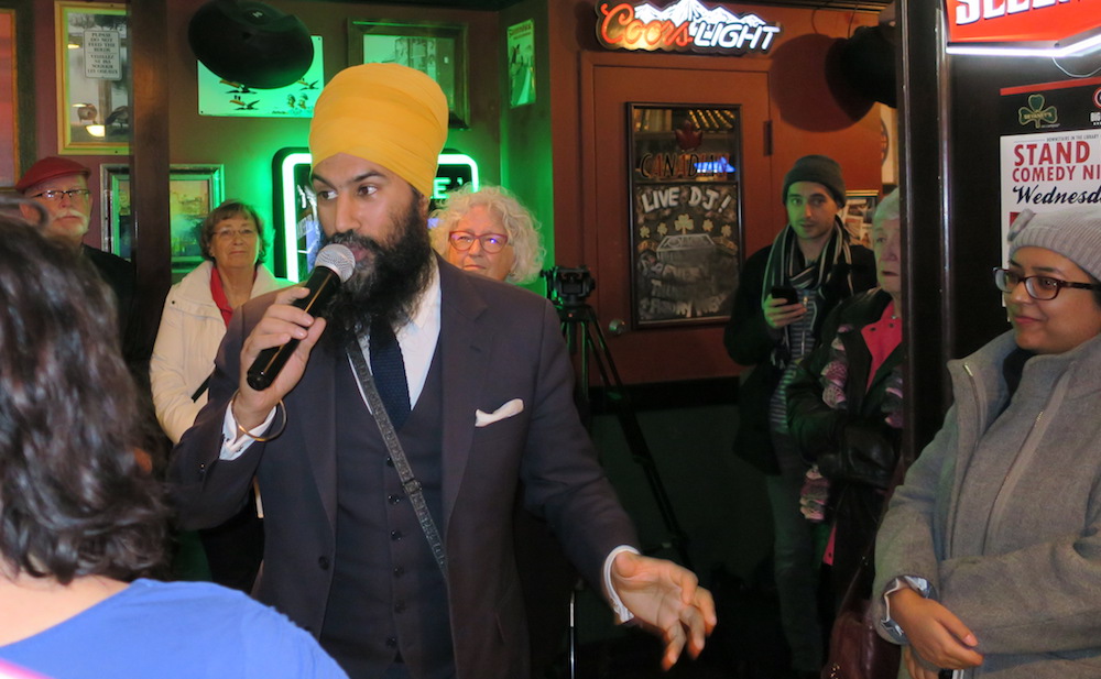 New Democratic Party Leader Jagmeet Singh on a recent visit to Edmonton. Photo: David J. Climenhaga.