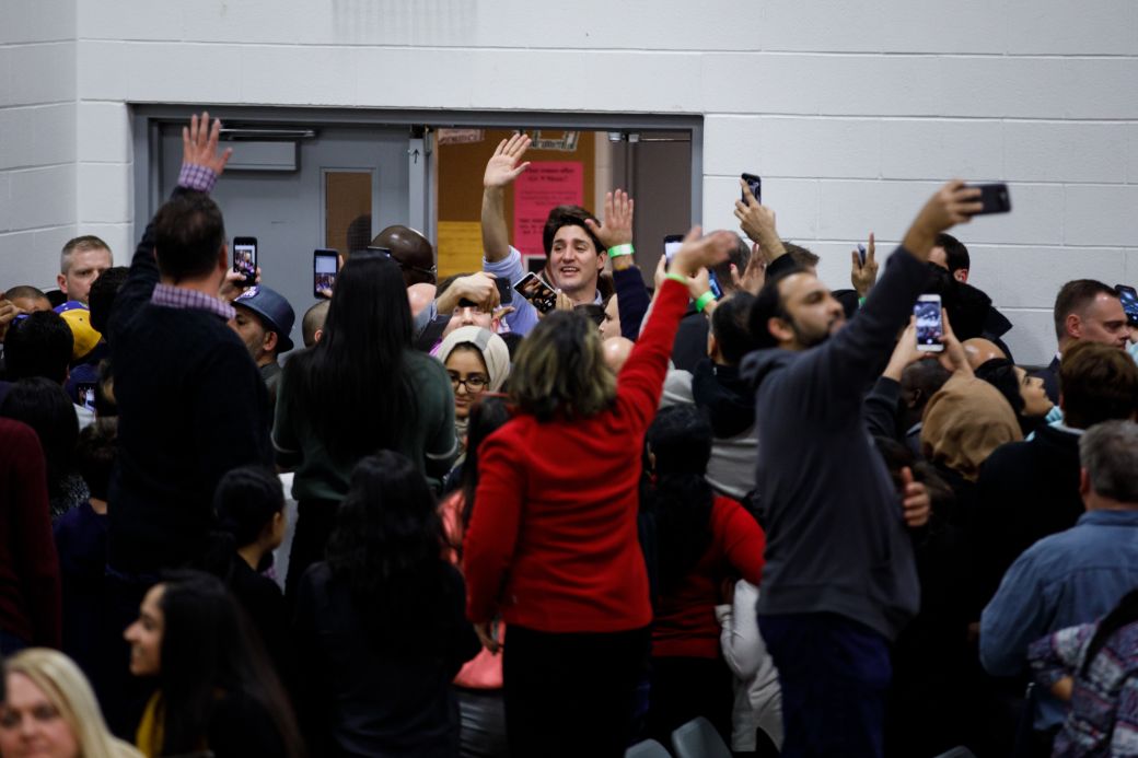 Prime Minister Trudeau takes questions at a town hall in Milton, Ontario. Photo: Adam Scotti/PMO