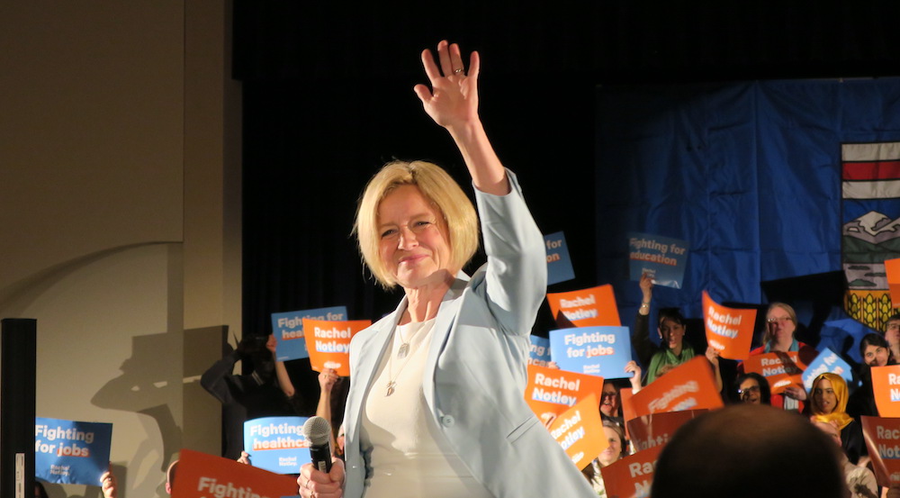 Alberta Premier Rachel Notley at her nomination meeting in the Edmonton-Strathcona riding (Photo: David J. Climenhaga).