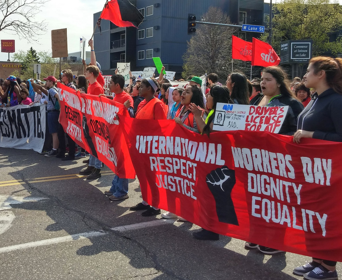 May Day rally for immigrant and workers' rights, Minneapolis, Minnesota, 2015. Photo: Fibonacci Blue/Flickr