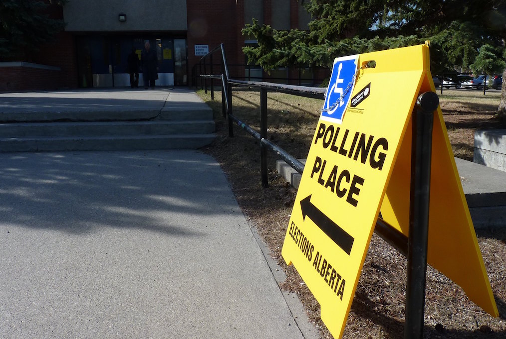 Alberta polling place sign. Photo: Kempton/Flickr