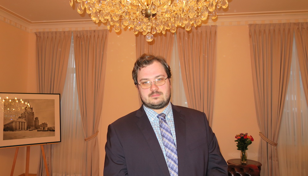 Kirill Kalinin inside the Russian embassy in Ottawa a few weeks before he was expelled from Canada. Photo: David J. Climenhaga