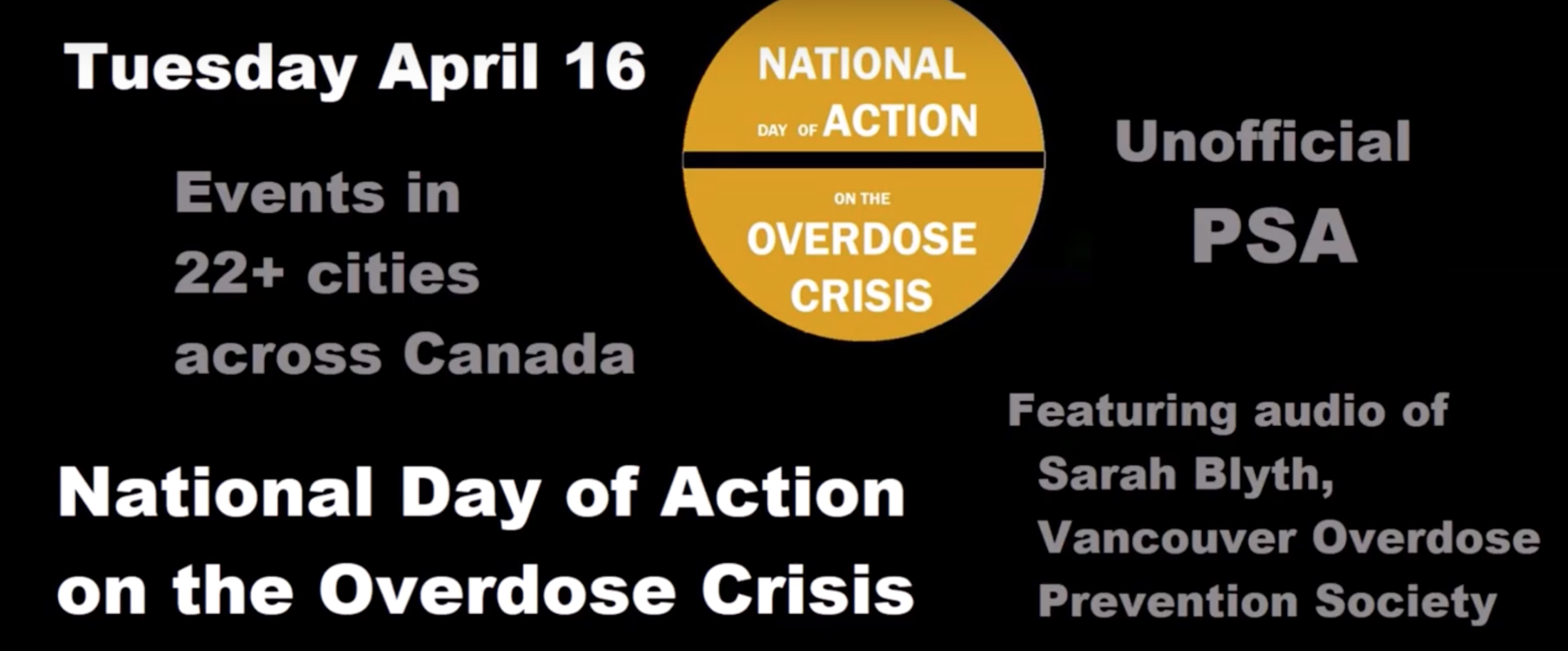 National Day of Action on the Overdose Crisis. Screenshot