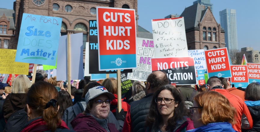 Protesting against the Ford Conservatives' planned cuts to education. Photo: Mary Crandall/Flickr