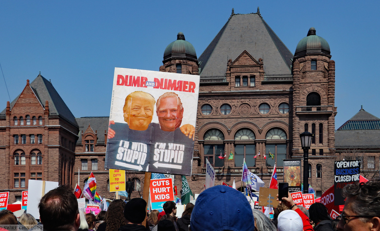 Protest at Queen's Park, April 2019. Photo: Can Pac Swire/Flickr