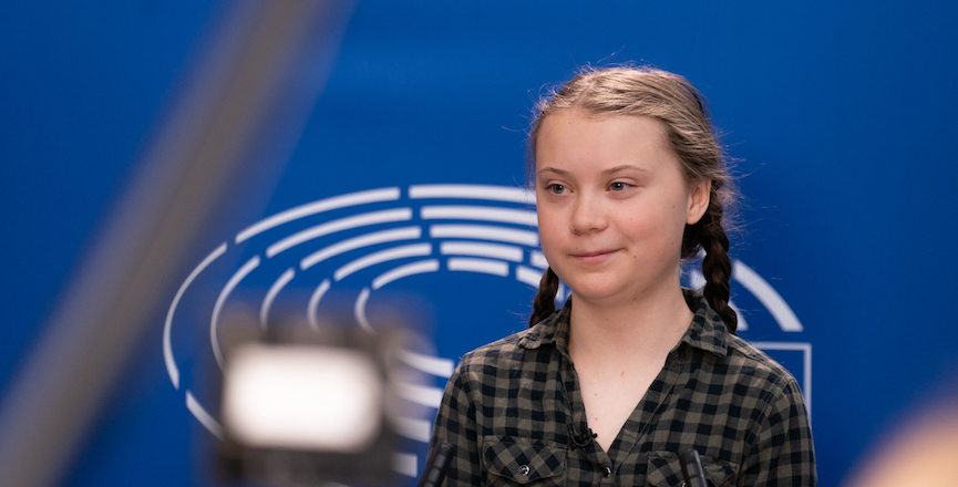 Greta Thunberg at European Parliament. Image: European Parliament/Flickr