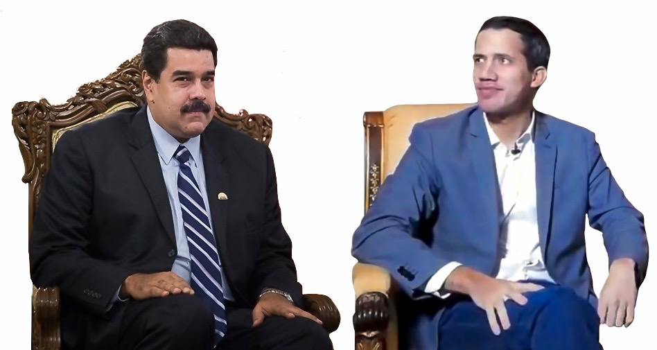 Nicolás Maduro and Juan Guaidó seated. Image: ZiaLater; Kingsif/Wikimedia Commons