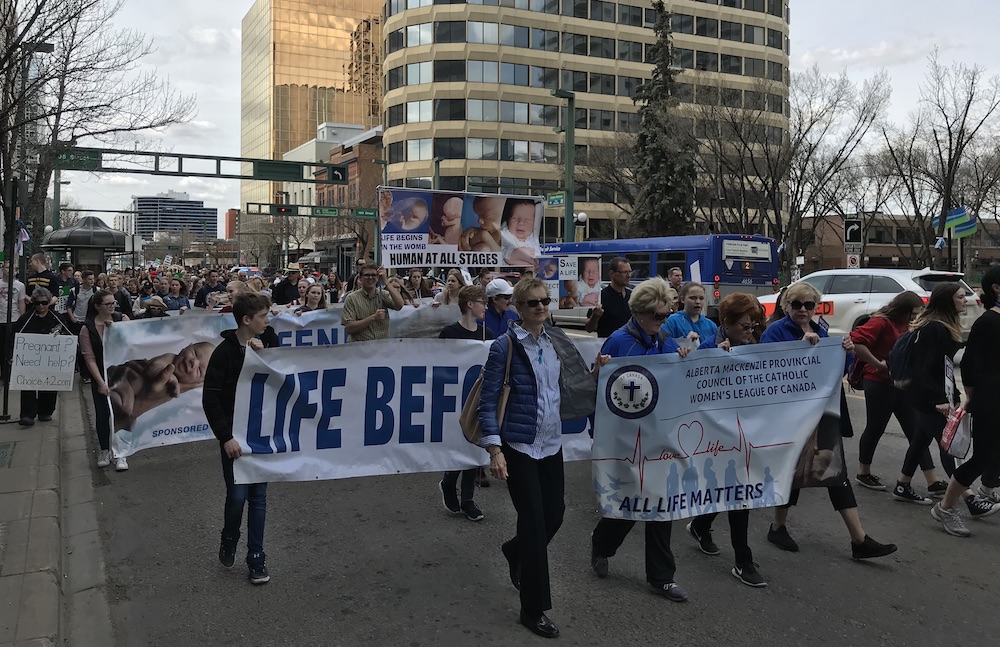 The anti-reproductive-rights march in Edmonton. Photo: David J. Climenhaga