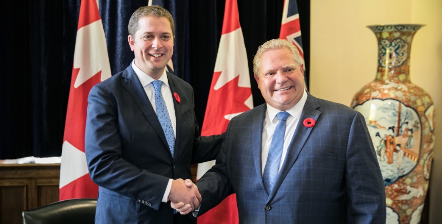 Premier Ford meeting with Andrew Scheer at Queen's Park in 2018. Photo: Premier of Ontario/Flickr