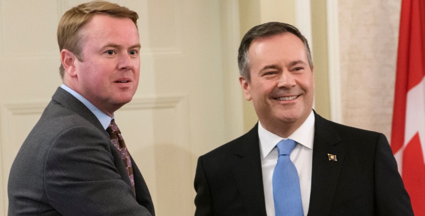 Health Minister Tyler Shandro and Premier Jason Kenney at the swearing in of Alberta's cabinet. Photo: Government of Alberta/Flickr​