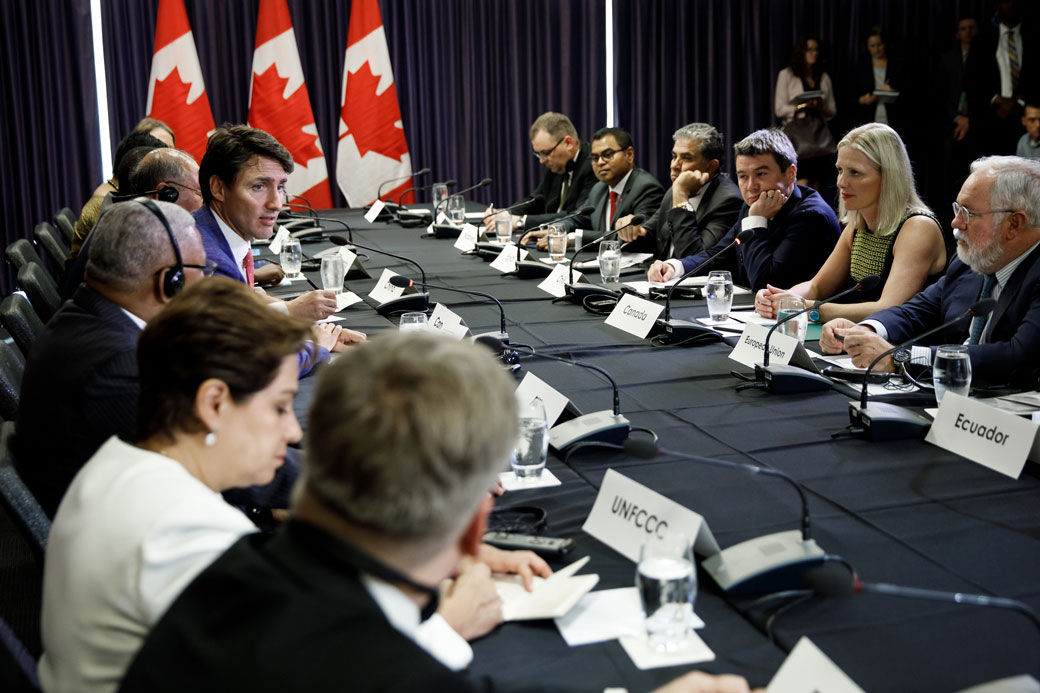 Prime Minister Justin Trudeau and Minister Catherine McKenna take part in ministerial meeting on climate change in Montréal. Photo: Adam Scotti/PMO