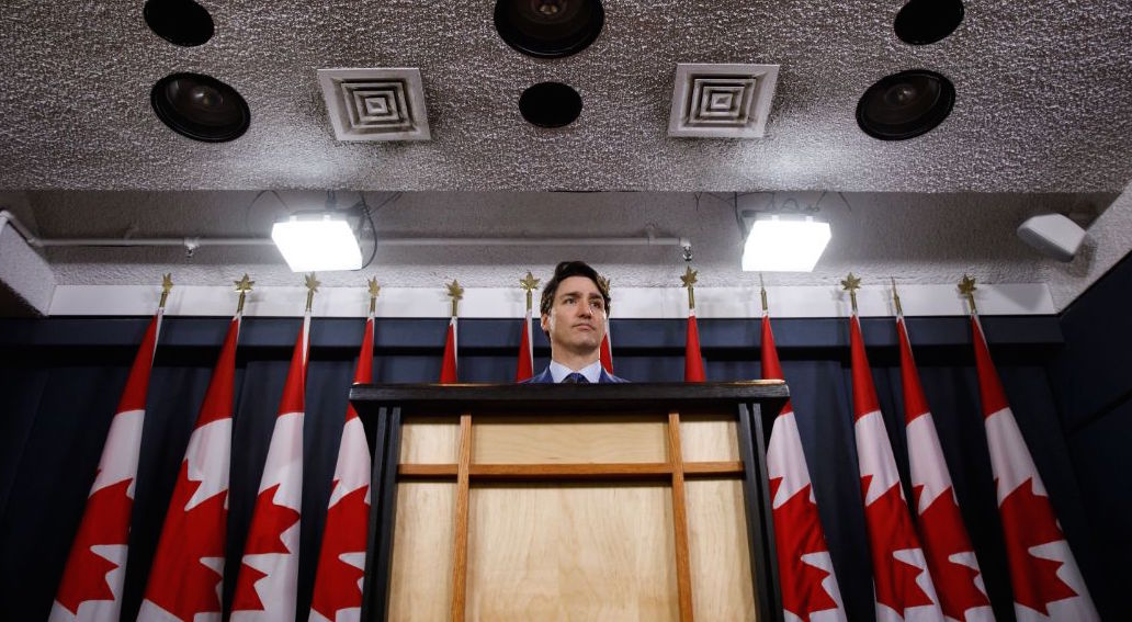 Prime Minister Trudeau speaks with journalists during a press conference at the National Press Theatre in Ottawa. Photo: Adam Scotti/PMO