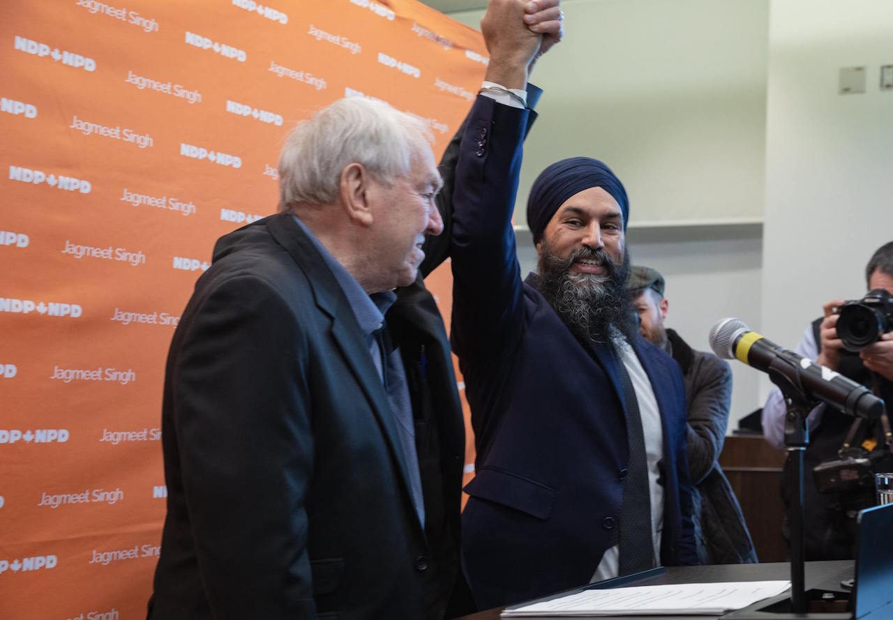 Ed Broadbent and Jagmeet Singh (L-R). Photo: Jagmeet Singh/Facebook