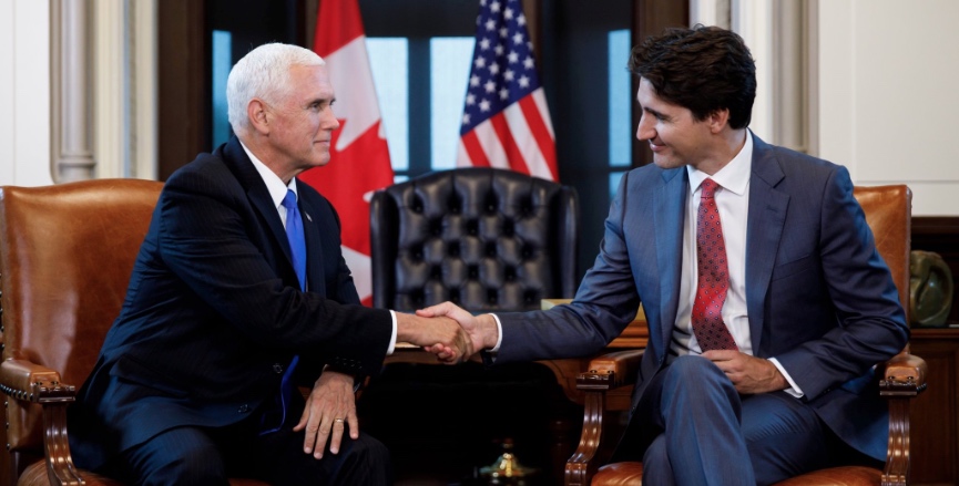 Justin Trudeau and Mike Pence. Photo: Justin Trudeau/Twitter