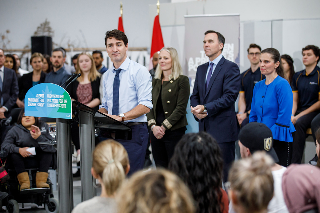 Prime Minister Justin Trudeau announces a federal pollution pricing system. Photo: Adam Scotti/PMO