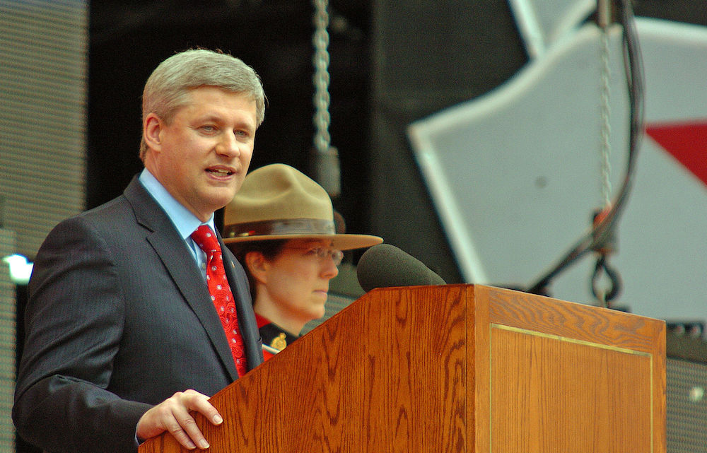 Former prime minister Stephen Harper, whose 2008 bitumen export plan sounded suspiciously like Prime Minister Justin Trudeau's now-reviled version. Image: Wikimedia Commons