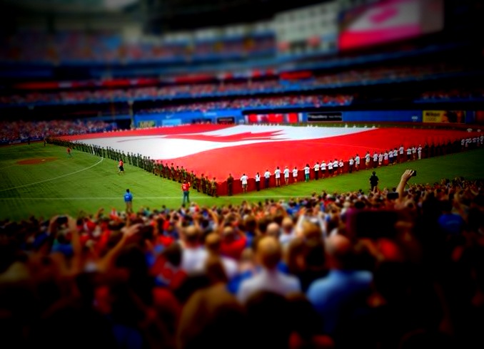 Opening ceremony, Canada Day Toronto Blue Jays game. Image: Ken Whytock/Flickr