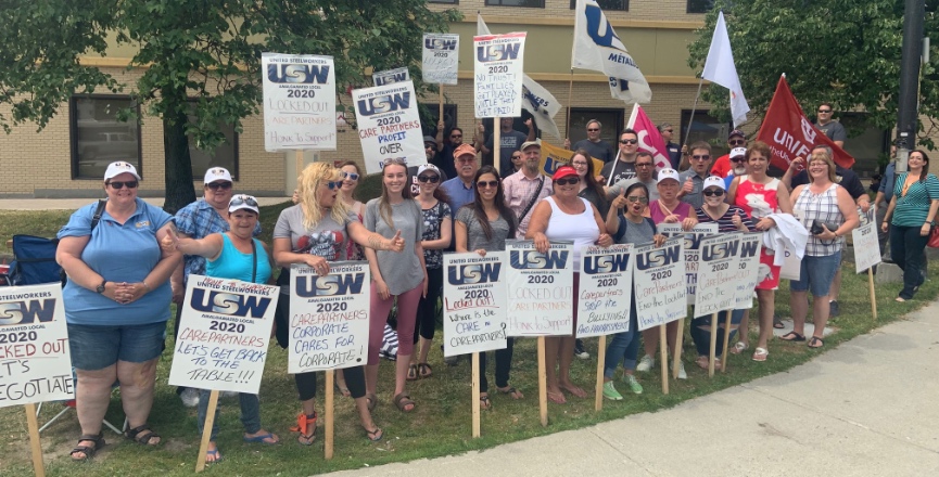 Locked-out USW workers picketing in Sudbury, Ontario. Image: USW