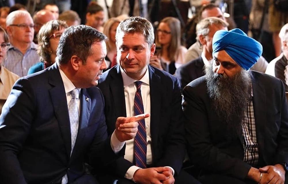 Jason Kenney, Andrew Scheer and Tim Uppal (Photo: Andrew Scheer/Twitter).