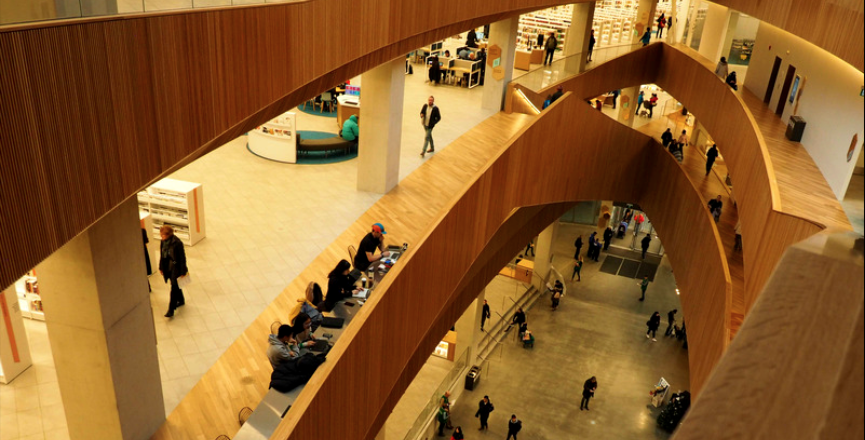 The new central branch of the Calgary Public Library is 240,000 square feet and has more than 600,000 items in its collection. Image: Olivia Robinson/rabble