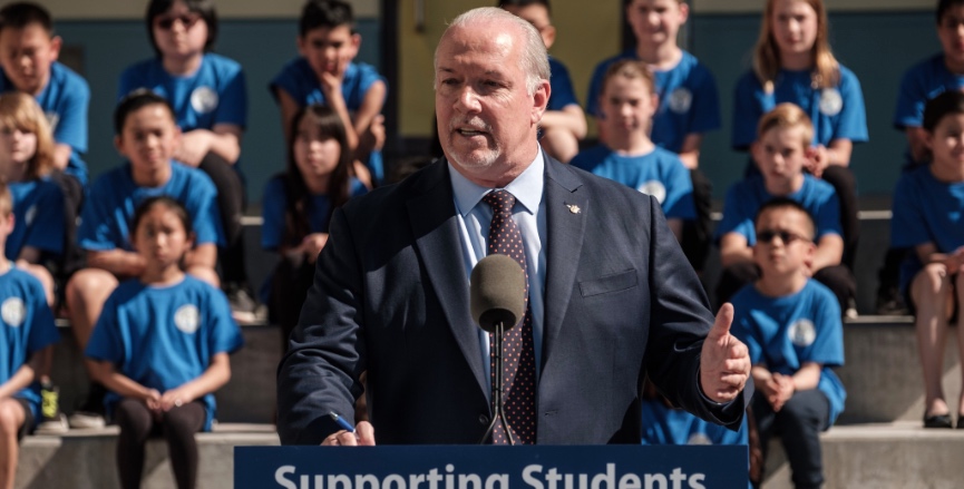 Premier John Horgan Premier John Horgan announces a new elementary school and three school expansions in Coquitlam, B.C. in March 2019. Image: Province of B.C./Flickr