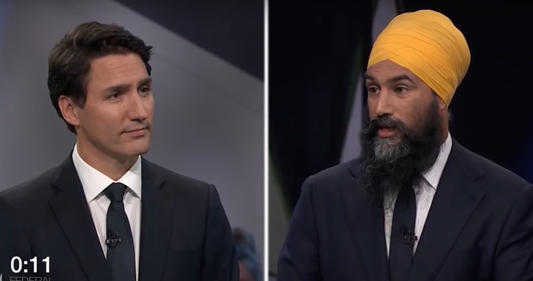 Still from debate livestream. Image: Global News/YouTube