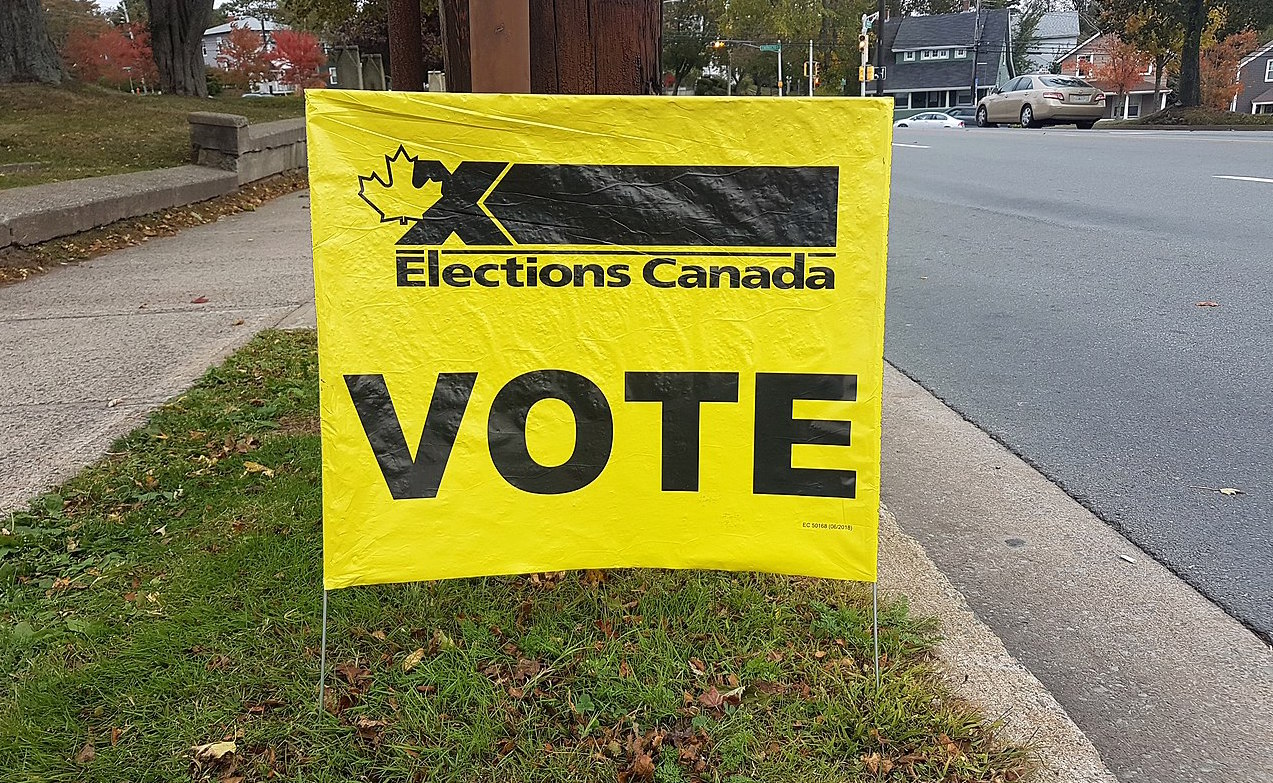 Elections Canada sign at an advance polling station in Halifax, Nova Scotia, on October 11, 2019. Image: Coastal Elite/Wikimedia Commons