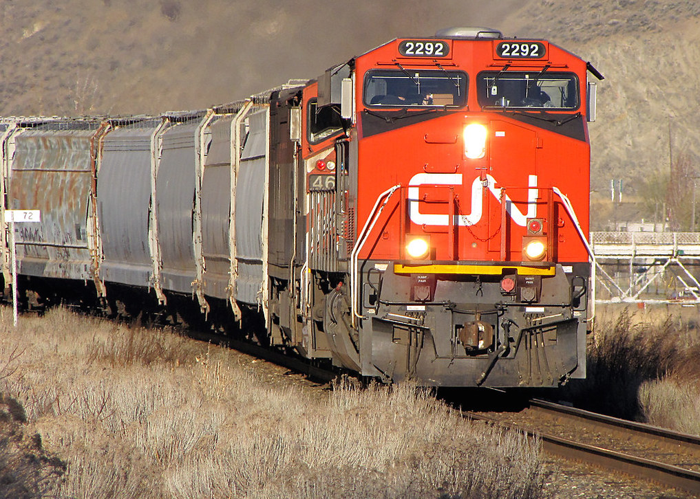 CN Rail grain train at Spences Bridge, B.C. Image: Mick Hall/Flickr