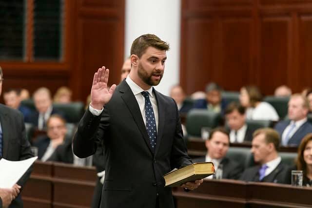 Peace River MLA Dan Williams being sworn into office. Image: Dan Williams/Facebook