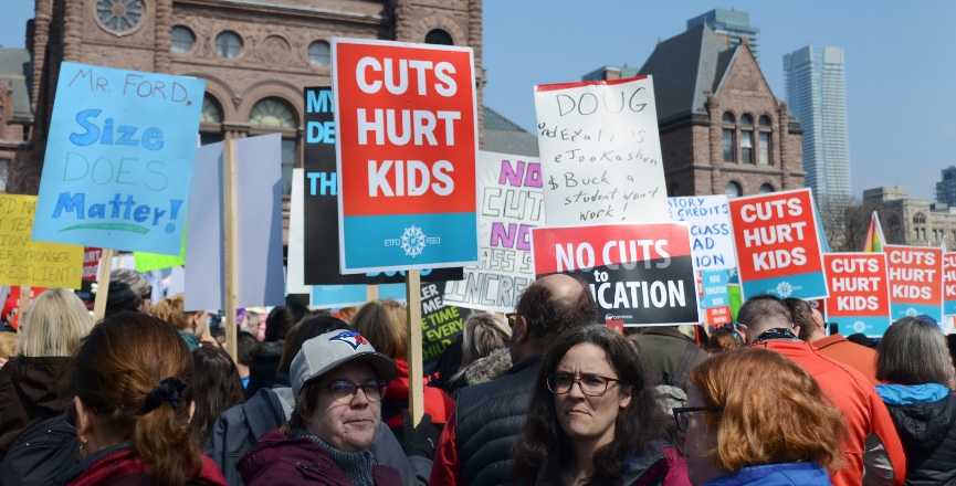 Protesting against the Ford Conservatives' planned cuts to education. Image: Mary Crandall/Flickr