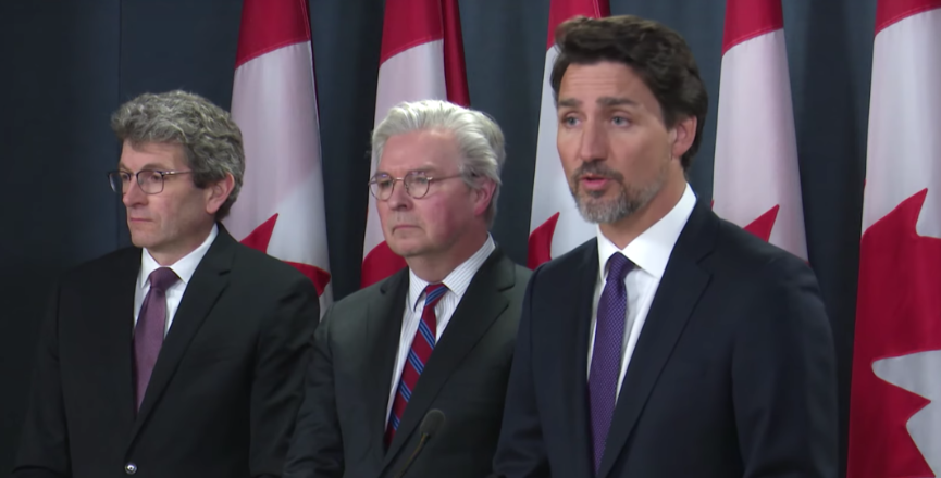Prime Minister Justin Trudeau updates Canadians at the National Press Theatre in Ottawa concerning the deadly plane crash in Iran. Image: Screenshot/Justin Trudeau