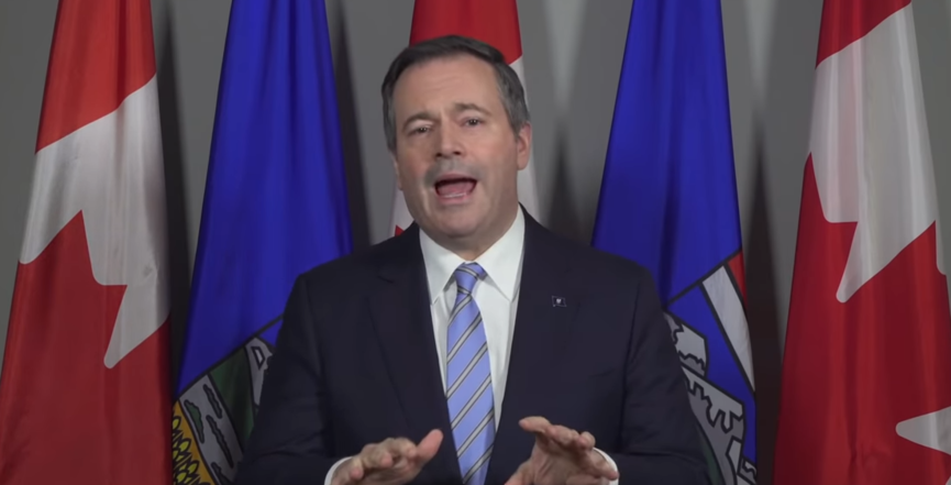 Jason Kenney gives a press briefing, March 31, 2020. Image: Government of Alberta