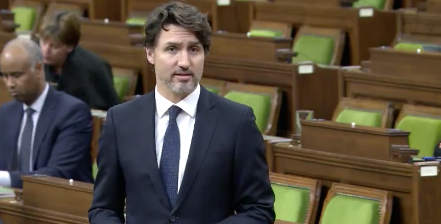 Prime Minister Justin Trudeau in the House of Commons. Image: Justin Trudeau/Twitter/Video screenshot