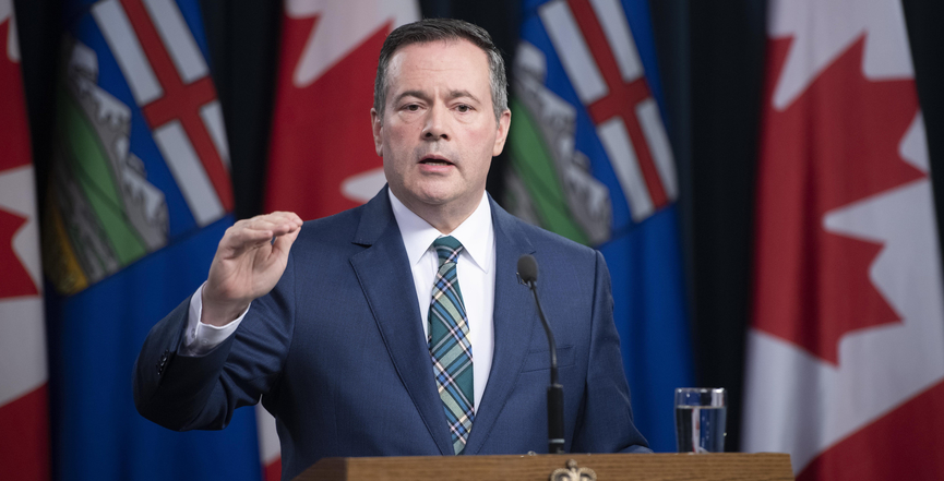 Premier Jason Kenney on giving a speech on March 17, 2020. Image: Government of Alberta/Flickr