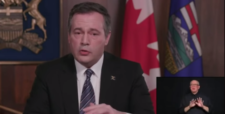 Jason Kenney during his televised address on April 7, 2020. Image: Jason Kenney/Facebook