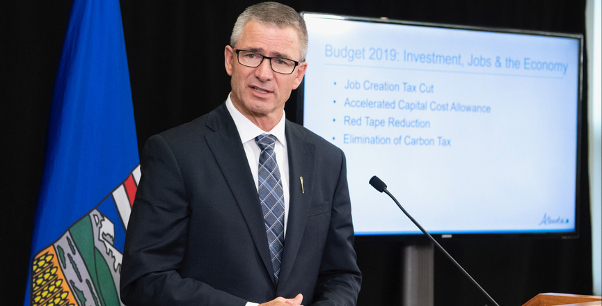 Alberta Finance Minister Travis Toews discussing the 2019 budget. Image: Government of Alberta/Flickr