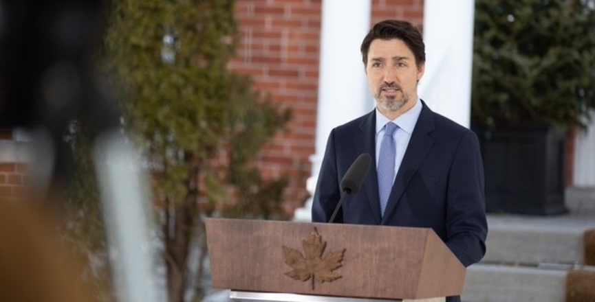 Justin Trudeau gives a speech in Parliament on April 11, 2020. Image: Justin Trudeau/Twitter