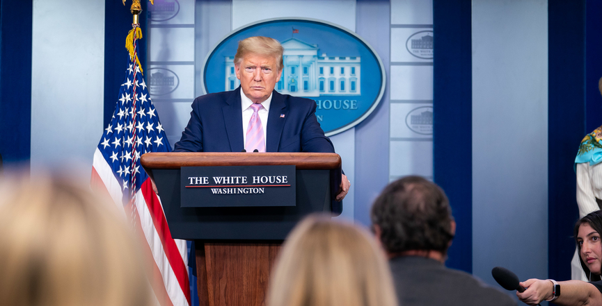 U.S. President Donald Trump at the coronavirus update briefing on April 4, 2020. Image: The White House/Flickr