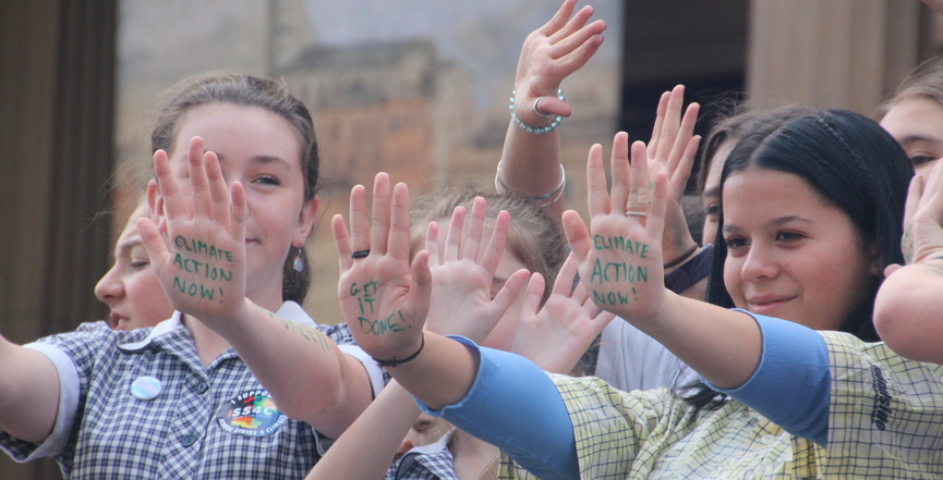 Youth activists demand climate action at the global climate strike in Melbourne, Australia, in March 2019. Image: John Englart/Flickr