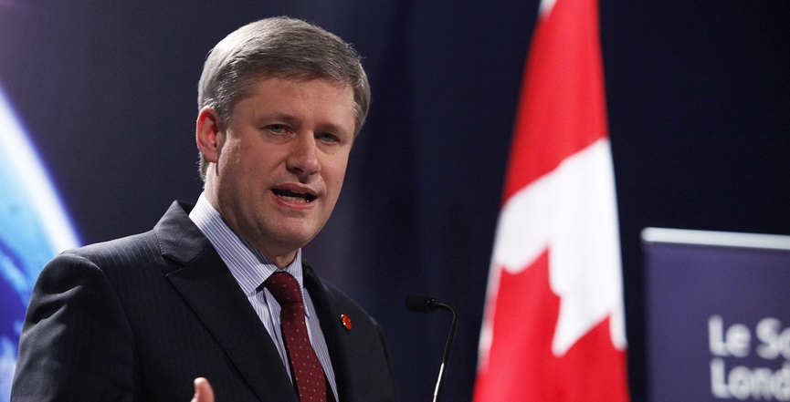 Former prime minister Stephen Harper addresses media at the London Summit on April 2, 2009. Image: London Summit/Flickr