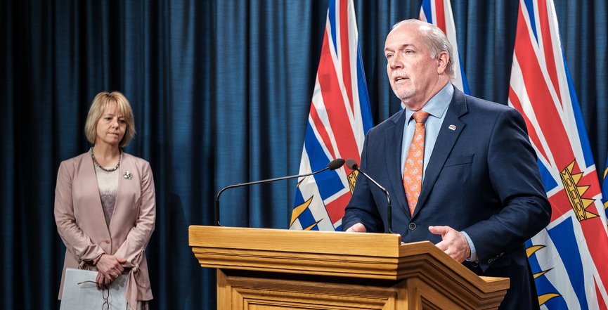 Premier John Horgan and Dr. Bonnie Henry during a COVID-19 press briefing on May 15, 2020. Image: Province of British Columbia/Flickr