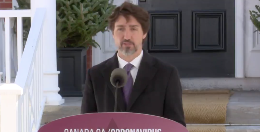 Prime Minister Justin Trudeau gives a coronavirus press briefing on May 5, 2020. Image: CanadianPM/Video Screenshot/Twitter