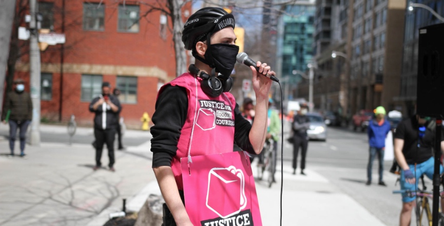 Foodora worker and organizer Ivan Ostos. Image: Tess Siksay