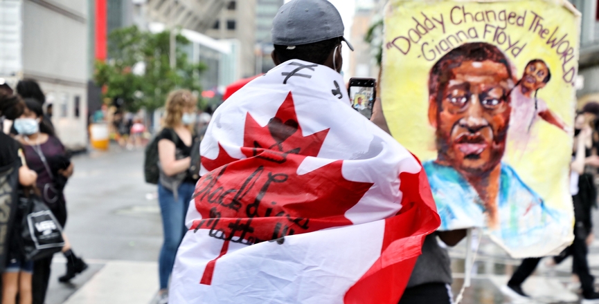 Protester at a Black Lives Matter demonstration in Toronto, in June 2020. Image: Mitchel Raphael